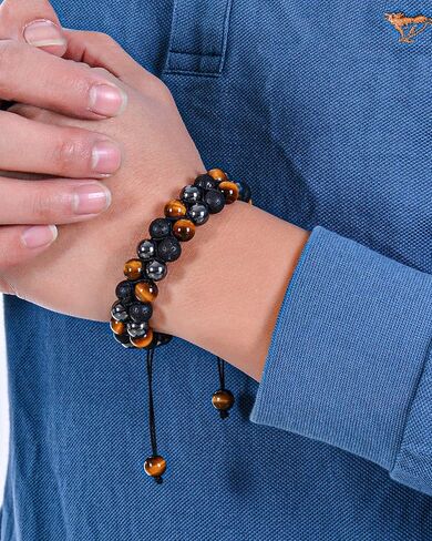 سوار كريستال رجالي 7 شقرا - أحجار حقيقية عين النمر سبج جمشت الملكيت أمازونيتي تخزين الأساور in Kuwait