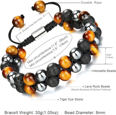 سوار كريستال رجالي 7 شقرا - أحجار حقيقية عين النمر سبج جمشت الملكيت أمازونيتي تخزين الأساور in Kuwait