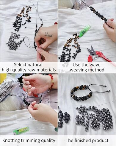 سوار كريستال رجالي 7 شقرا - أحجار حقيقية عين النمر سبج جمشت الملكيت أمازونيتي تخزين الأساور in Kuwait