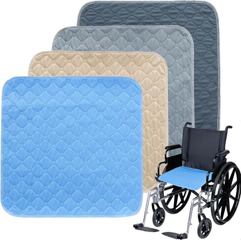 Waterproof Chair Pads for Incontinence, 4 Pack Washable Seat Protector Pads, Highly Absorbent Pee Pads for Adults Kids and Pets, Reusable Incontinence Pads for Chair Seat Wheelchair 20"x20" in Saudi Arabia