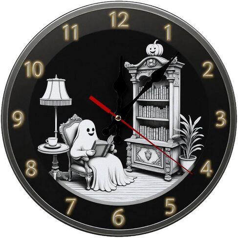 Wall Clock， Halloween Haunted House Non Ticking Wall Clocks Battery Operated， Black Wooden Wall Clocks for Kitchen， Living Room， Bedroom， Office， Bathroom Decorative(1)(2)(3)(4)(5) 25 * 25cm in Saudi Arabia