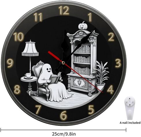 Wall Clock， Halloween Haunted House Non Ticking Wall Clocks Battery Operated， Black Wooden Wall Clocks for Kitchen， Living Room， Bedroom， Office， Bathroom Decorative(1)(2)(3)(4)(5) 25 * 25cm in Saudi Arabia