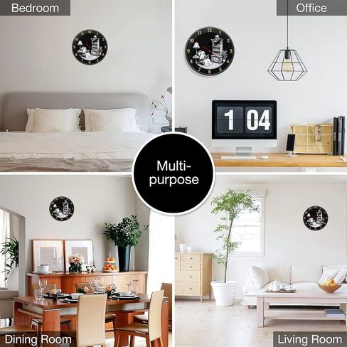 Wall Clock， Halloween Haunted House Non Ticking Wall Clocks Battery Operated， Black Wooden Wall Clocks for Kitchen， Living Room， Bedroom， Office， Bathroom Decorative(1)(2)(3)(4)(5) 25 * 25cm in Saudi Arabia