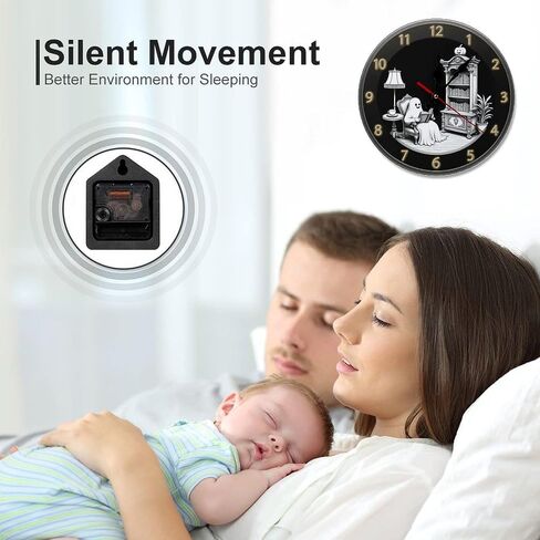 Wall Clock， Halloween Haunted House Non Ticking Wall Clocks Battery Operated， Black Wooden Wall Clocks for Kitchen， Living Room， Bedroom， Office， Bathroom Decorative(1)(2)(3)(4)(5) 25 * 25cm in Saudi Arabia