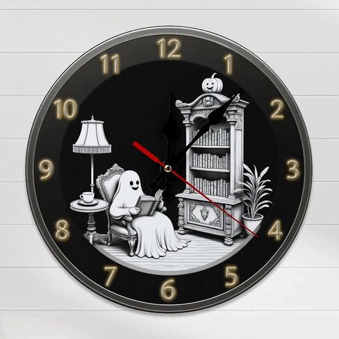 Wall Clock， Halloween Haunted House Non Ticking Wall Clocks Battery Operated， Black Wooden Wall Clocks for Kitchen， Living Room， Bedroom， Office， Bathroom Decorative(1)(2)(3)(4)(5) 25 * 25cm in Saudi Arabia
