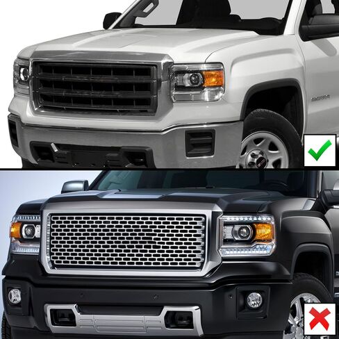 AmeriLite for 2014-2016 GMC Sierra 1500 2500HD 3500HD [Halogen Type] LED Bar Projector Black Headlights Assembly Pair - Driver and Passenger Side in Saudi Arabia
