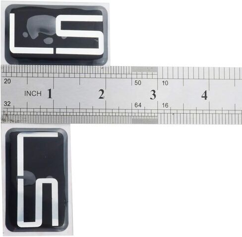 Pair Set S10 LS Emblem 3D Badge Sticker Decal Replacement for 1994-2004 Chevrolet Silverado Suburban (Chrome Black) in Saudi Arabia