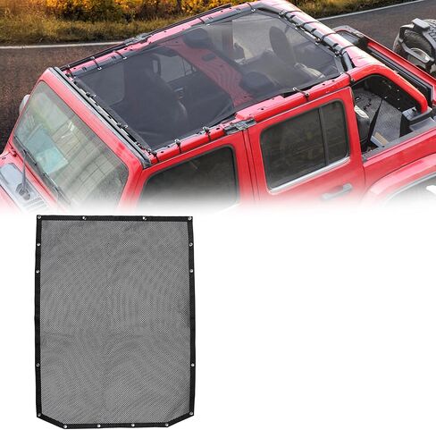 Sunshade for 2018-2023 Jeep Wrangler JL JLU Accessories 4 Door Front & Rear Mesh Sun Shade Sunshade Bikini Soft Top Roof Cover Net for Jeep JL - Blocks UV, Wind, Noise,Black in Kuwait