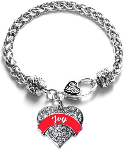 Inspired Silver - Silver Pave Heart Charm Bracelet with Cubic Zirconia Jewelry in Saudi Arabia