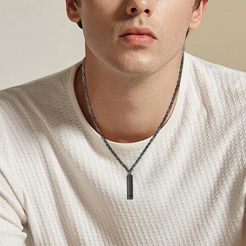 XIUDA Cremation Urn Necklace for Ashes Bar Cremation Jewelry Stainless Steel Ash Necklace Memorial Keepsake Pendant for Men Women in Kuwait