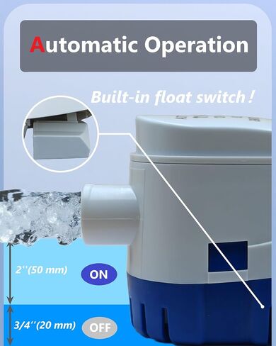 Bilge Pump Kit Boat Bilge Water Pump With Hose, 2 Clamps, 12v 24v 32v Float Switch Hull Thru Connector (1100gph) in Saudi Arabia