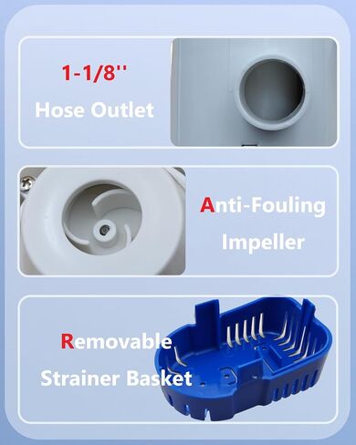 Bilge Pump Kit Boat Bilge Water Pump With Hose, 2 Clamps, 12v 24v 32v Float Switch Hull Thru Connector (1100gph) in Saudi Arabia