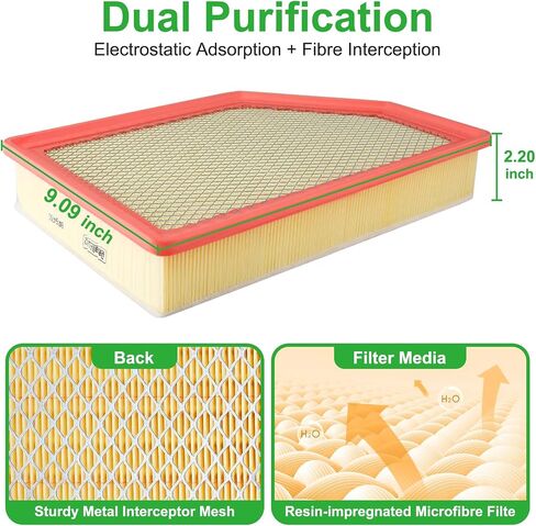 2PCS Filter Air Filter لمجموعة Chevrolet Silverado 2500/3500 HD V8 6.6L (2020-2024) ؛ لـ GMC Sierra 2500/3500 HD V8 6.6L (2020-2024). محرك الديزل فقط. استبدال 84554703 ، A3248C in Saudi Arabia