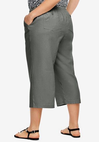 Ellos Plus Size Linen-Blend Drawstring Capris in Saudi Arabia