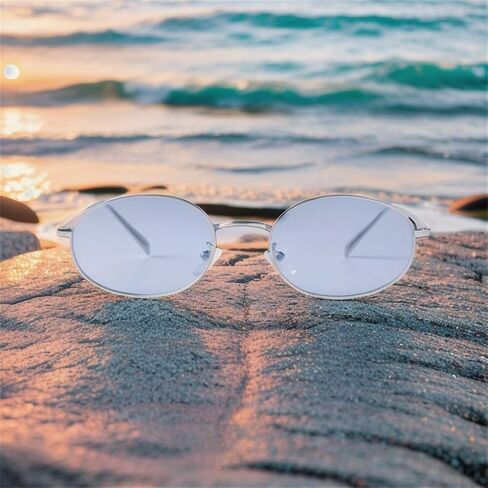 ADE WU Trendy Retro Oval Sunglasses for Women Men 90s Fashion Vintage Lightweight Metal Frame Sun Glasses in Saudi Arabia