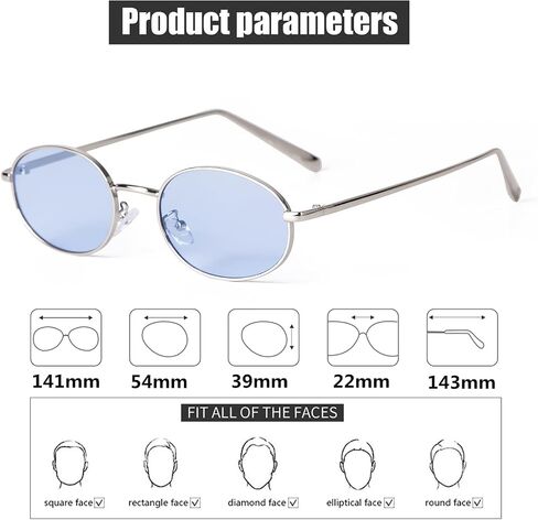 ADE WU Trendy Retro Oval Sunglasses for Women Men 90s Fashion Vintage Lightweight Metal Frame Sun Glasses in Saudi Arabia