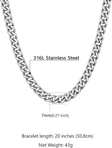 Supcare Stainless Steel Cuban Link Chain for Men, 6mm/7mm Width, 20 Inch Mens Chains, Black/14K Gold Plated, Non-Tarnish and Durable Hip Hop Jewelry for Him Boyfriend Husband Father in Saudi Arabia
