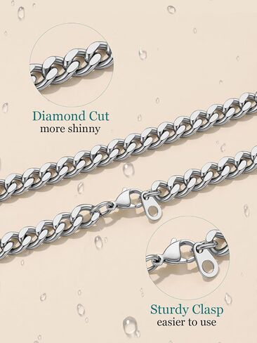 Supcare Stainless Steel Cuban Link Chain for Men, 6mm/7mm Width, 20 Inch Mens Chains, Black/14K Gold Plated, Non-Tarnish and Durable Hip Hop Jewelry for Him Boyfriend Husband Father in Saudi Arabia