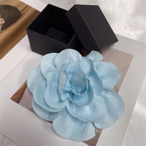 Wrinkle Fabric Camellia Flower Large Brooches Lapel Pins Big Floral Flower Brooch Pin Classic for Women Wedding Party Dance Banquet Dress Suit Ceremony Jewelry Gifts 150mm in Kuwait