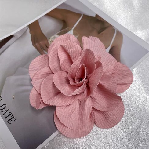 Wrinkle Fabric Camellia Flower Large Brooches Lapel Pins Big Floral Flower Brooch Pin Classic for Women Wedding Party Dance Banquet Dress Suit Ceremony Jewelry Gifts 150mm in Kuwait