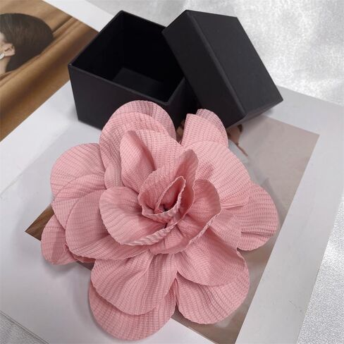 Wrinkle Fabric Camellia Flower Large Brooches Lapel Pins Big Floral Flower Brooch Pin Classic for Women Wedding Party Dance Banquet Dress Suit Ceremony Jewelry Gifts 150mm in Kuwait