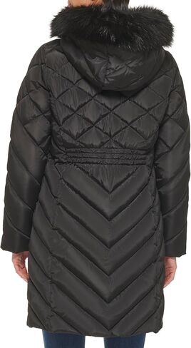 Tommy Hilfiger Faux Fur Trimmed Long Puffer Crimson XL (US 16-18) in Saudi Arabia