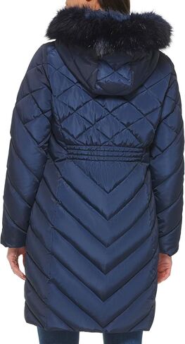 Tommy Hilfiger Faux Fur Trimmed Long Puffer Crimson XL (US 16-18) in Saudi Arabia