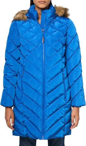 Tommy Hilfiger Faux Fur Trimmed Long Puffer Crimson XL (US 16-18) in Saudi Arabia