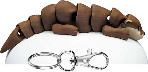 3D Printed Articulating Otter Keychain – Realistic Otter Design – Fun, Flexible & Portable Gift for Otter Lovers - Metal Lobster Clasp Included in Saudi Arabia