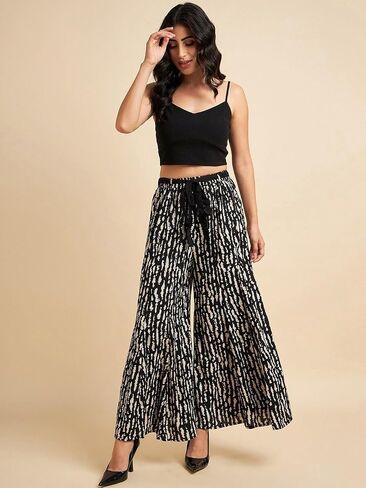 PIDAVLIYA'S Womens Pure Cotton Palazzo Pants Drawstring Elastic Waist Casual Wide Leg Trousers in Saudi Arabia