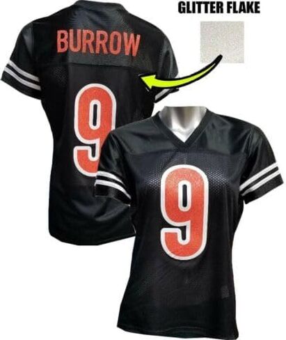 Generic Custom Glitterflake Joe Burrow Womens Black Mesh Jersey Size Medium in Saudi Arabia