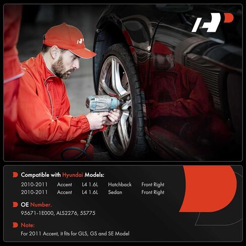 A-premium الأمامية اليمنى جانب الراكب جانب العجلة ABS مستشعر متوافق مع Hyundai Accent 2010-2011 L4 1.6L ، هاتشباك/سيدان in Saudi Arabia