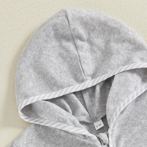 Girls Boys Hooded Terry Coverups One Piece Swimsuits Summer Striped Trim Zip Up Short Sleeve Swim Cover Up Beachwear in Kuwait