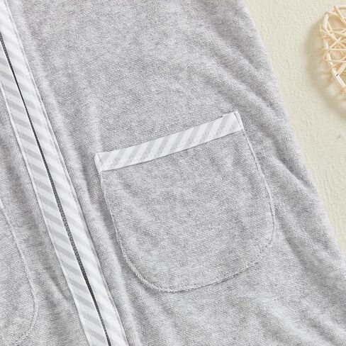 Girls Boys Hooded Terry Coverups One Piece Swimsuits Summer Striped Trim Zip Up Short Sleeve Swim Cover Up Beachwear in Kuwait