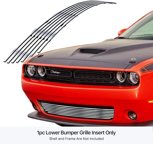 APS Premium Stains Steel Chrome مصقول 8x6 Billet Grille Grille Insert متوافق مع Dodge Challenger 2015 16 17 18 19 20 21 22 2023 Lower N19-S93366D in Saudi Arabia