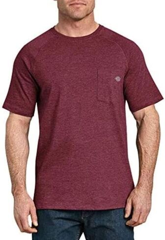 Dickies Cooling Short Sleeve Pocket T-Shirt, Burgundy Heather, M in Saudi Arabia