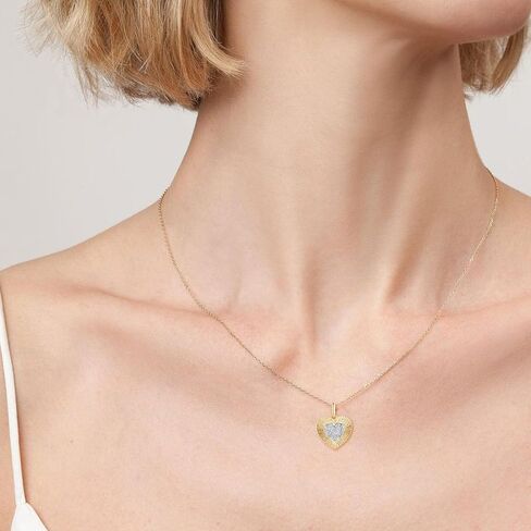 Santuzza 10K Yellow Solid Gold Miracle Plate Genuine Diamond Dainty Pendant Without Chain for Women in Saudi Arabia