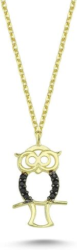 14k Gold Owl Necklace - Dainty 14k Gold Necklace, Yellow Gold Pendant, Owl Necklace, Gold Necklace for Women | 18'' in Saudi Arabia