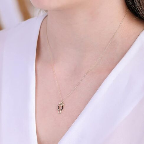 14k Gold Owl Necklace - Dainty 14k Gold Necklace, Yellow Gold Pendant, Owl Necklace, Gold Necklace for Women | 18'' in Saudi Arabia