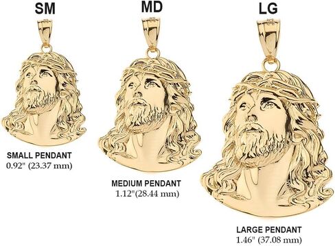 Claddagh Gold - Fashion 10k Yellow Gold Face of Christ, Jesus Necklace Pendant, 1.46" in Saudi Arabia