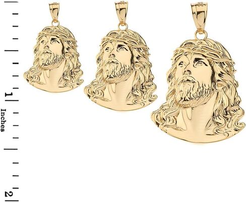 Claddagh Gold - Fashion 10k Yellow Gold Face of Christ, Jesus Necklace Pendant, 1.46" in Saudi Arabia