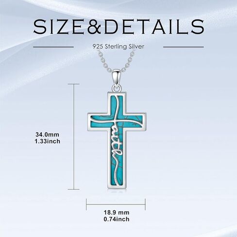 Natural Gemstone Faith Cross Necklace for Women 925 Sterling Silver Faith Cross Pendant مع هدايا مجوهرات الأحجار الكريمة الأصلية in Kuwait