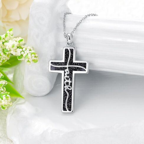 Natural Gemstone Faith Cross Necklace for Women 925 Sterling Silver Faith Cross Pendant مع هدايا مجوهرات الأحجار الكريمة الأصلية in Kuwait