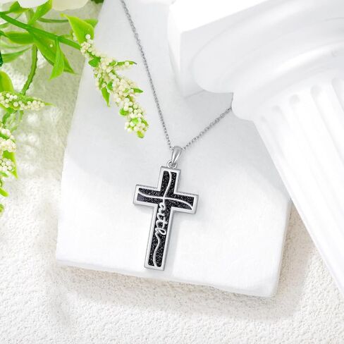 Natural Gemstone Faith Cross Necklace for Women 925 Sterling Silver Faith Cross Pendant مع هدايا مجوهرات الأحجار الكريمة الأصلية in Kuwait