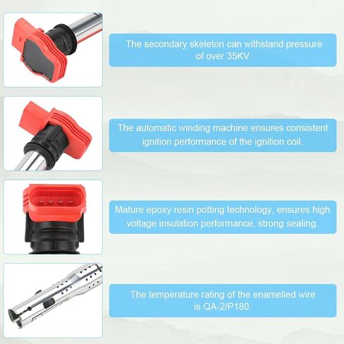 JDMON Ignition Coils Pack Compatible with Audi A6 A4 A5 Q5 S4 S5 Q7 A7 A8 SQ5 Volkswagen Touareg Porsche Cayenne Panamera 2005-2017 Replacement for ‎06E905115E UF529 6PCS in Saudi Arabia