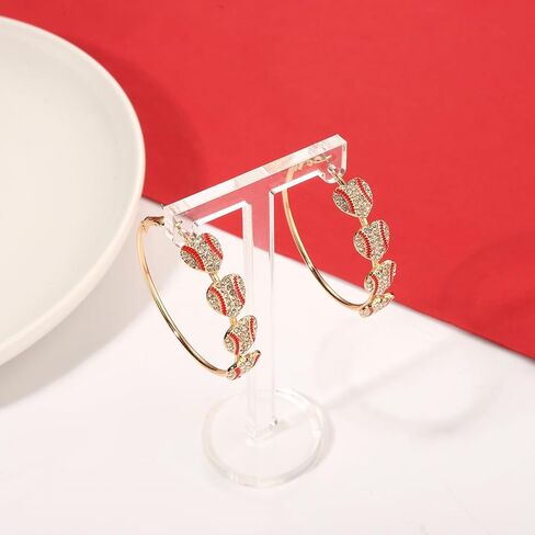 NLCAC Sports Earrings Rhinestone Basketball Football Baseball Hoop Earrings Gold Hoops Sports Fan Jewelry in Saudi Arabia