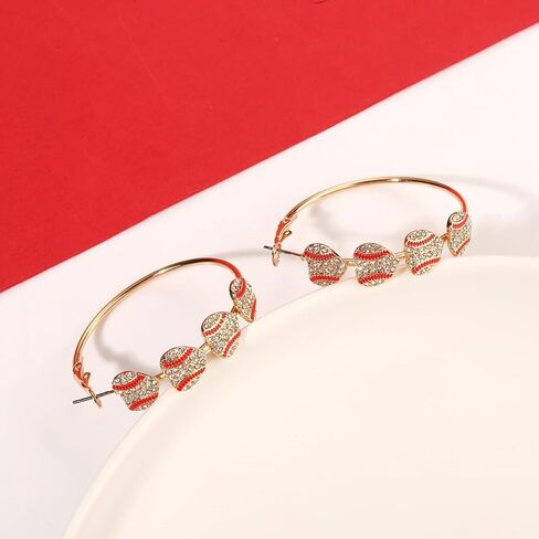 NLCAC Sports Earrings Rhinestone Basketball Football Baseball Hoop Earrings Gold Hoops Sports Fan Jewelry in Saudi Arabia