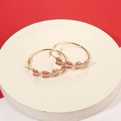 NLCAC Sports Earrings Rhinestone Basketball Football Baseball Hoop Earrings Gold Hoops Sports Fan Jewelry in Saudi Arabia