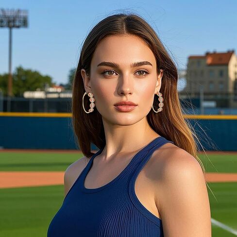 NLCAC Sports Earrings Rhinestone Basketball Football Baseball Hoop Earrings Gold Hoops Sports Fan Jewelry in Saudi Arabia