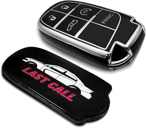Creative Logo Key Fob Cover Case, Compatible with Challenger Charger, Soft TPU, Full Protection Key Fob Protector Shell (Last Call-Black, Charger) in Saudi Arabia